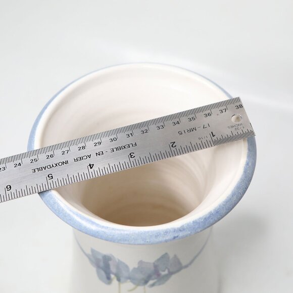 Vintage Stoneware Pottery Vase Jack Westlin Style Blue White Abstract Floral - Picture 4 of 11